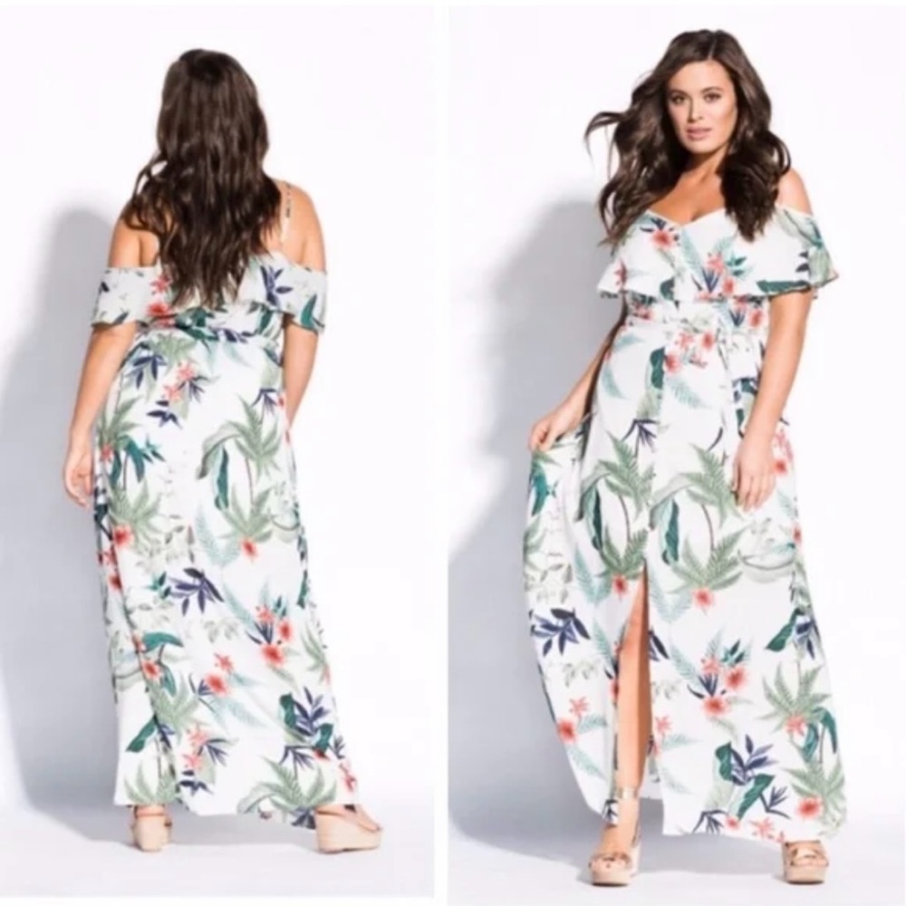 City Chic Bahamas Tropical Maxi Dress Size 16